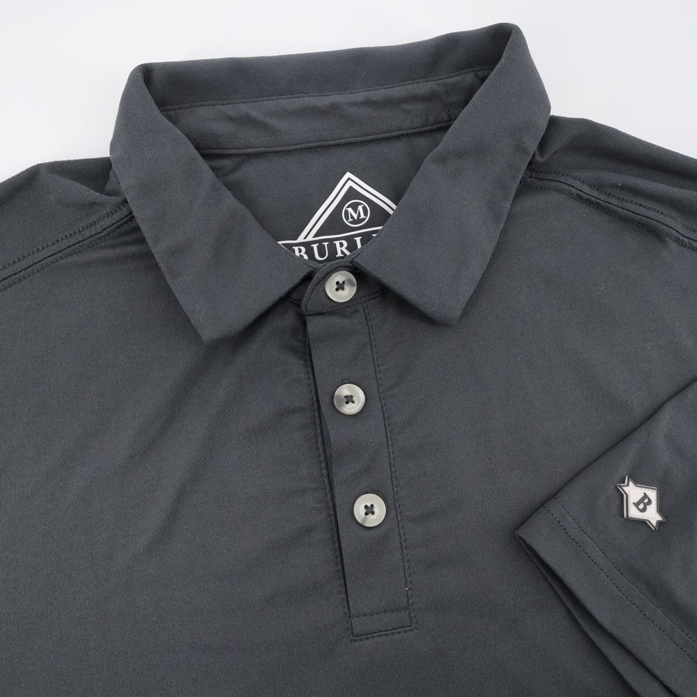 Burlebo Performance Polo Shirt Gray Short Sleeve Men Medium